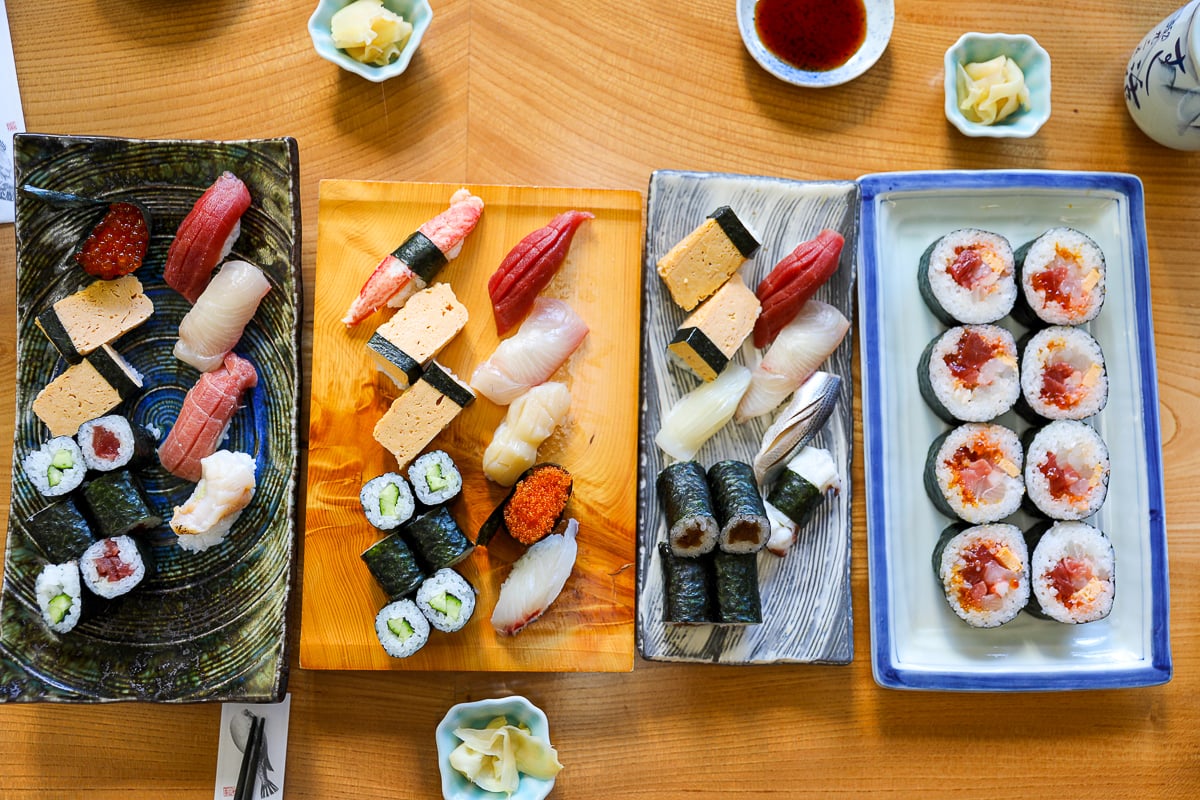 Delicious seafood served on different plates. Wondering where to eat in Kanazawa, Japan? This guide covers the best restaurants you can go to.
