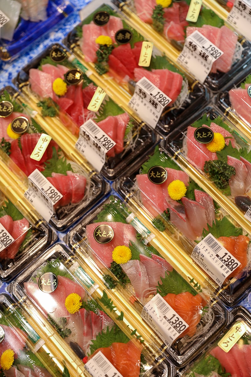 Sushi for sale at Omicho Market