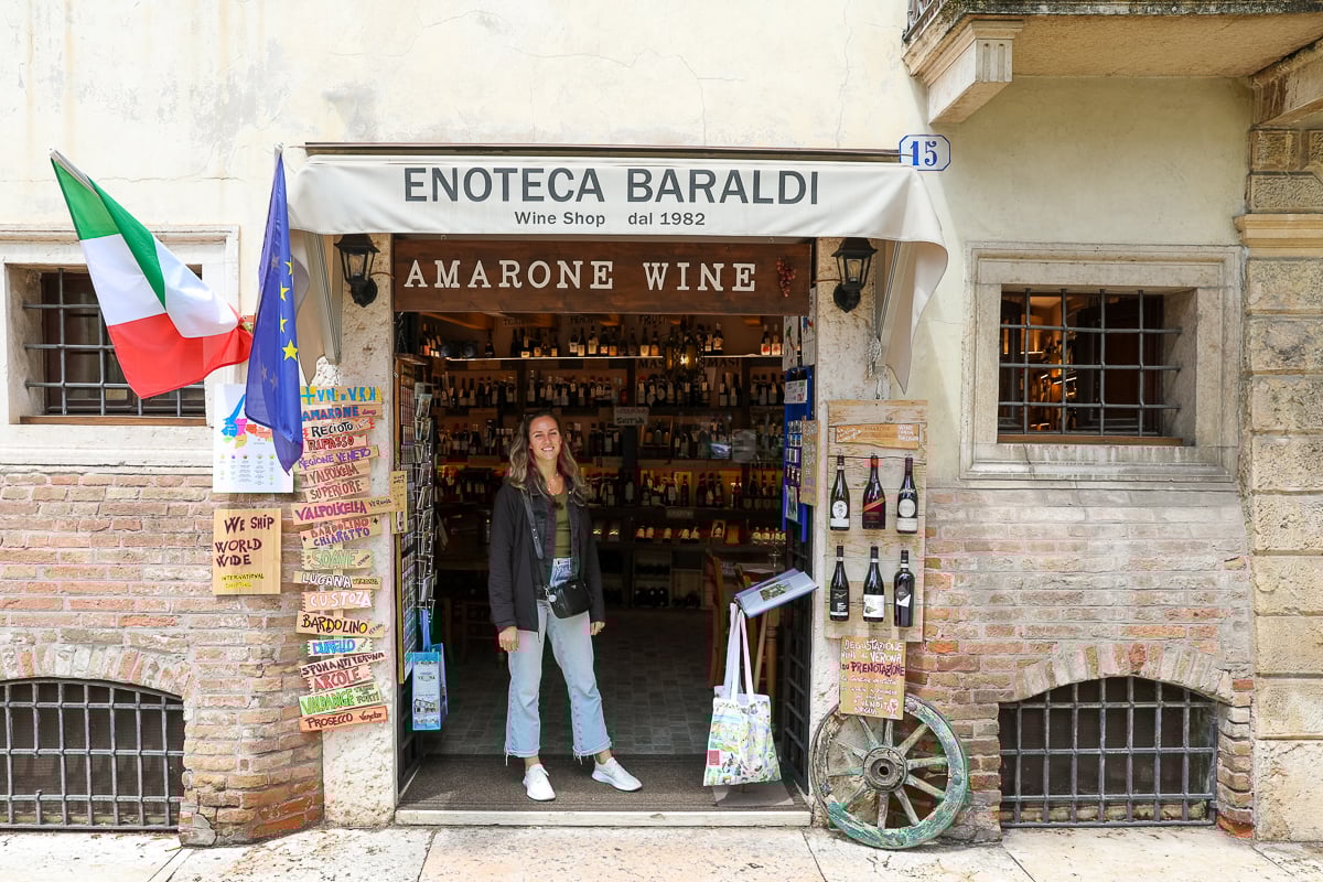 Maddy on the doorway of Enoteca Baraldi