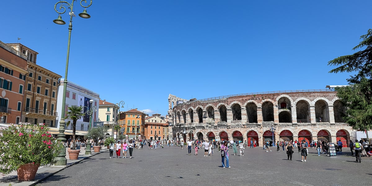 People roaming around Piazza Brà