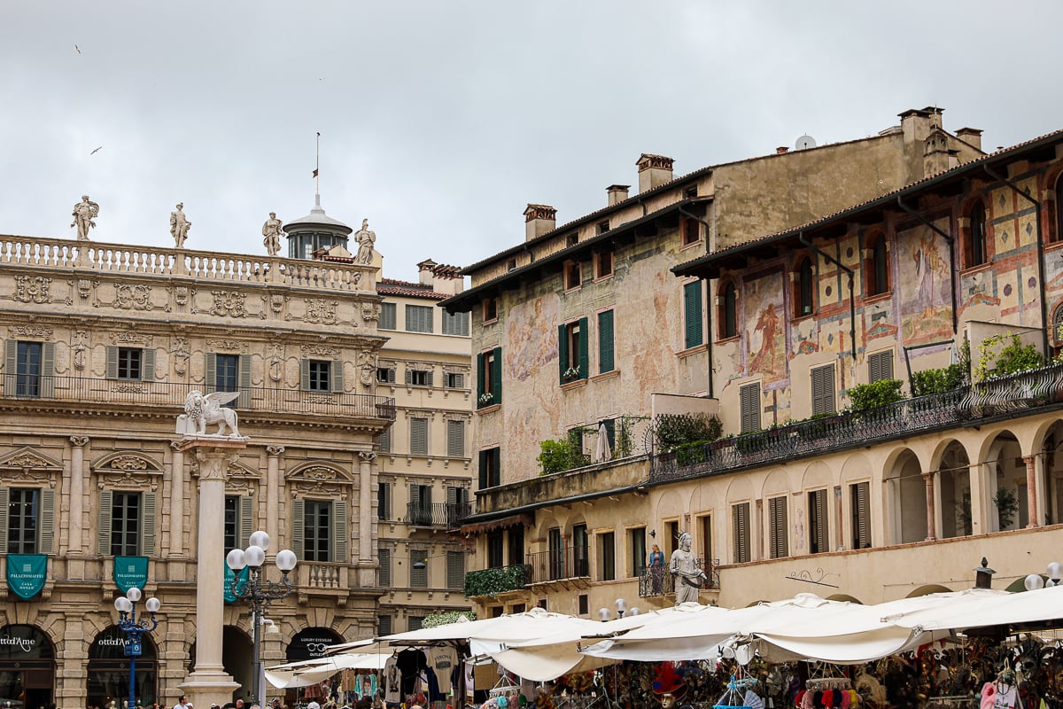 Beautiful architecture of Piazza delle Erbe