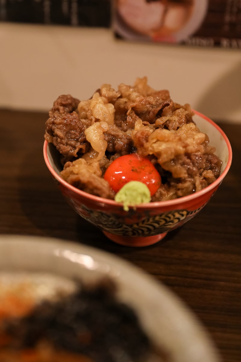 Bowl of Noto beef with rice at Ramen Taiga