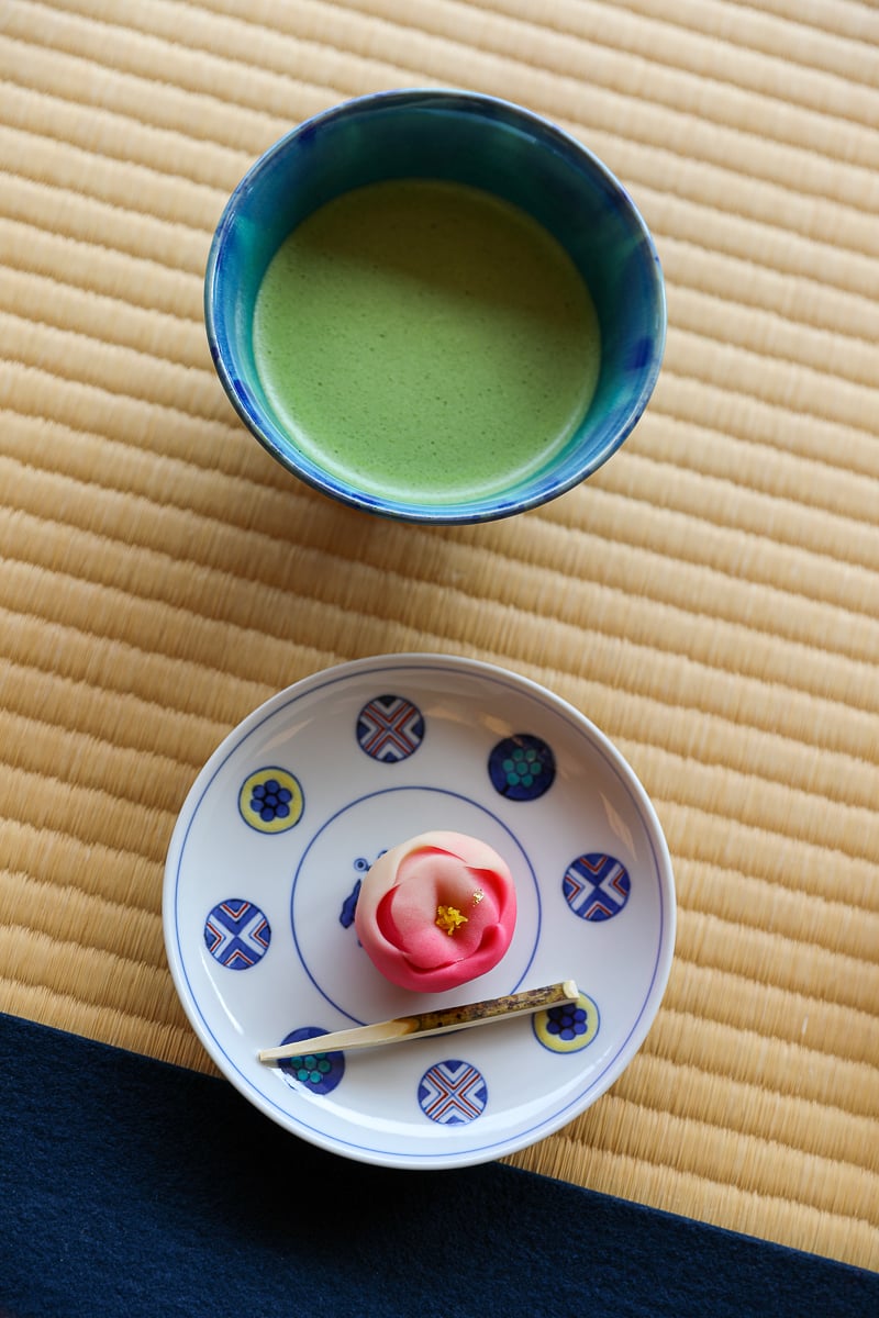 Matcha tea and wagashi at Gyokusen-an, one of the best restaurants in Kanazawa