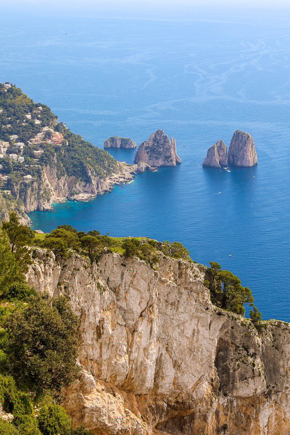 View of the rock formations by the island as seen from a viewpoint in Capri