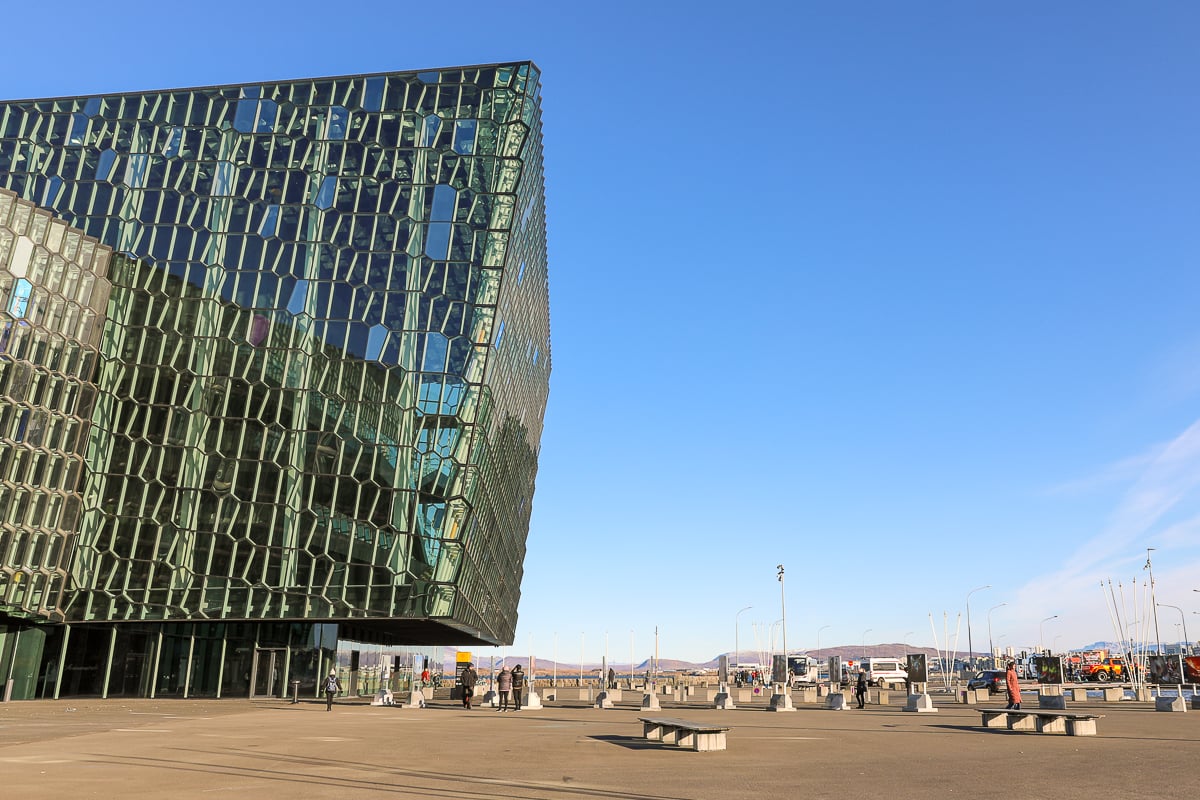 Modern architecture of Harpa Concert Hall in Reykjavík