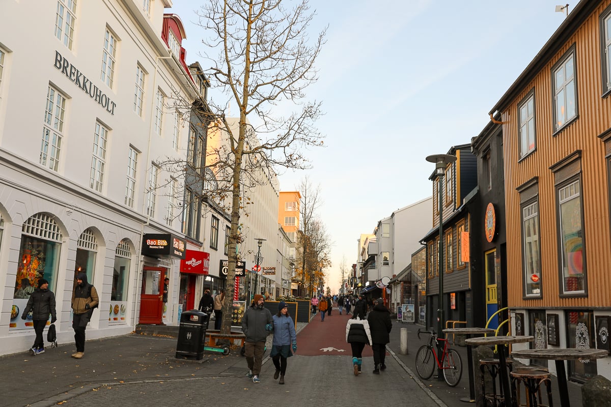 Couples walking along the streets of Reykjavík, Iceland