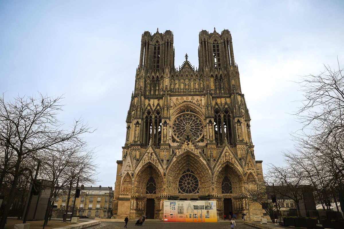 Gothic facade of Notre-Dame de Reims Cathedral