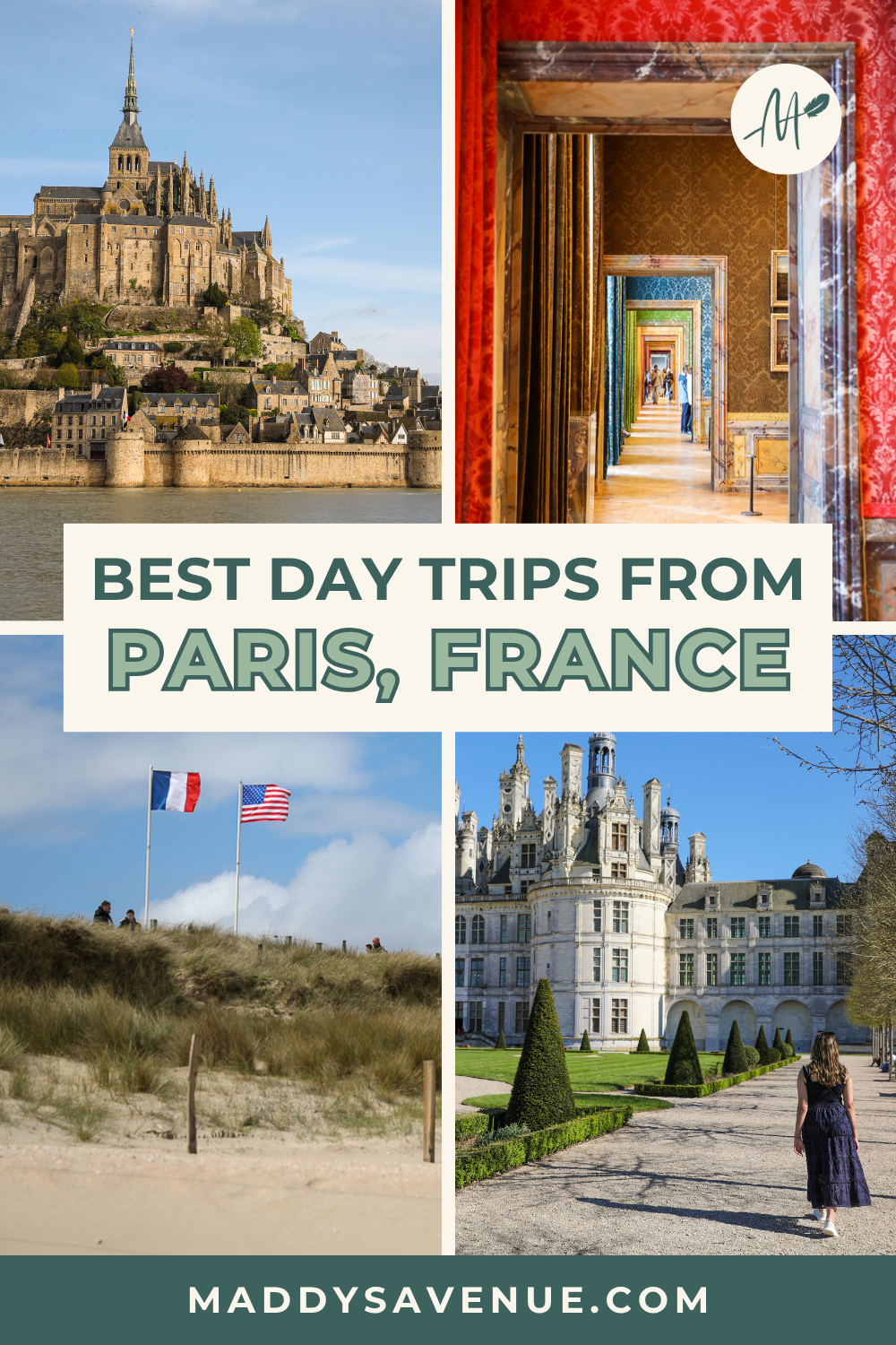 Planning a trip to Paris? You could easily spend weeks exploring the city, but some of the best experiences are just beyond it. After six trips to Paris, I’ve narrowed down the best day trips from Paris that I think are actually worth leaving the city for. Tour the magnificent Palace of Versailles, wander the winding lanes of Mont Saint-Michel, visit the D-Day Beaches of Normandy, explore fairytale châteaux in the Loire Valley, drink Champagne in Reims and Épernay, stroll through Monet’s gardens in Giverny, or eat and drink your way through Dijon. In this guide, I’m sharing the day trips I’ve personally done, which ones I recommend booking with a guide, which are easy to do by train, and my favorite tours for each.