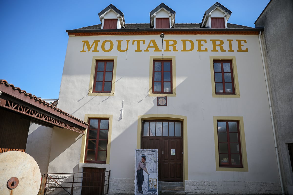 Historic La Moutarderie Edmond Fallot mustard mill building in Burgundy, France