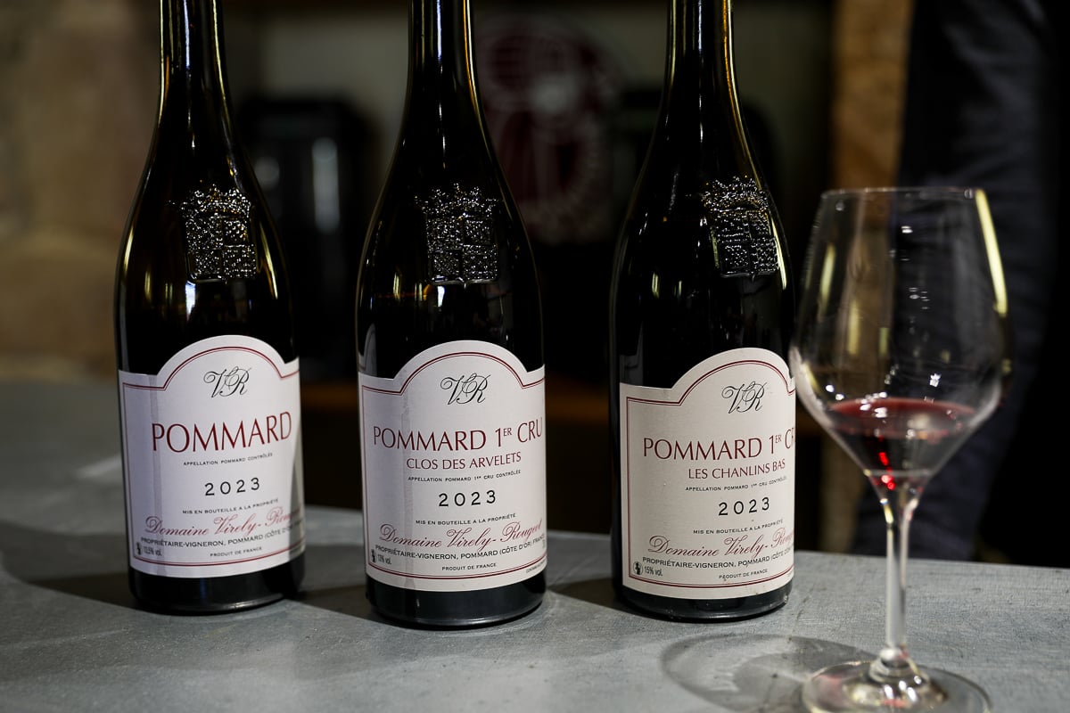Pommard and Pommard Premier Cru Burgundy wines during a tasting in Pommard, France