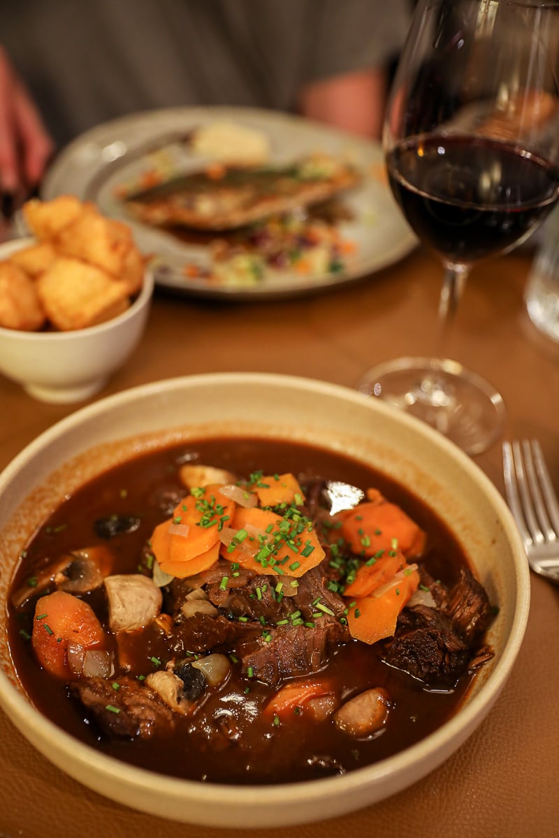 Avignon-style beef stew with carrots and mushrooms at La Fourchette
