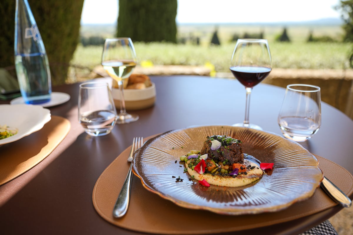 Three-course lunch with Rhône wine and vineyard views on a Châteauneuf-du-Pape wine tour