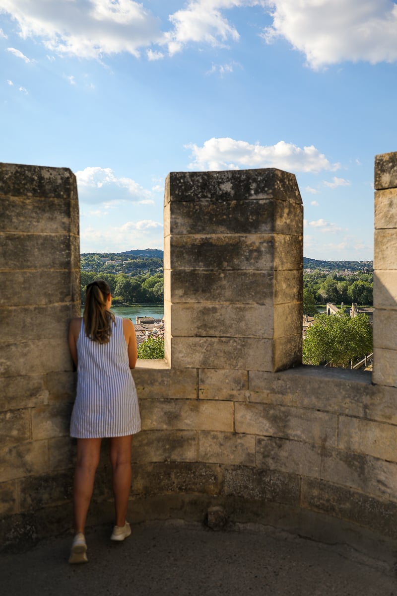 Maddy looking over the Rhône from the Palais des Papes in Avignon